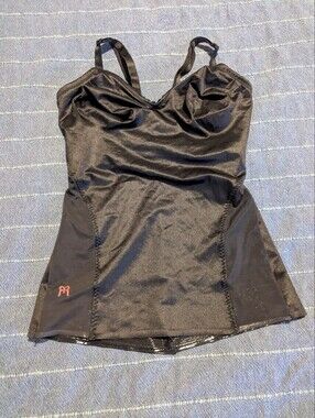 Ruby Ribbon Black Shiny Bodysuit with Red Label, 36